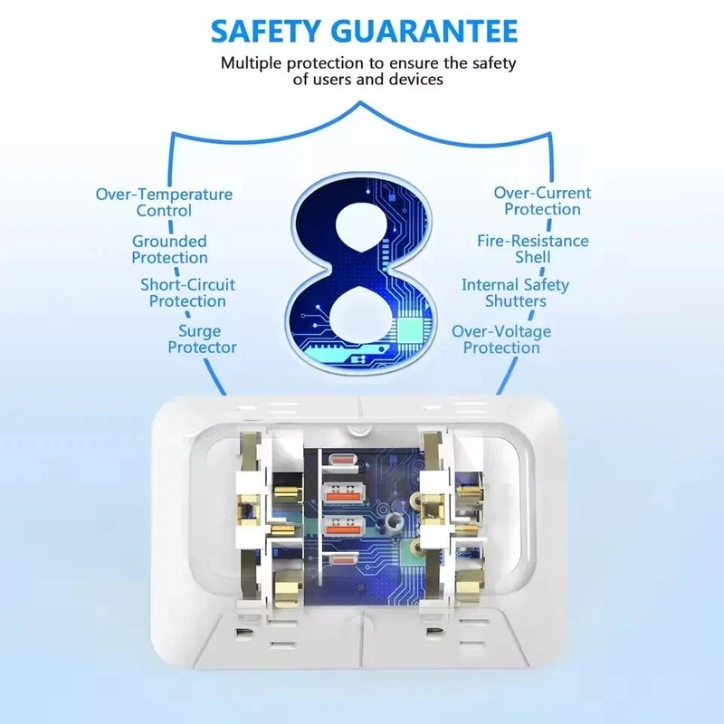 6 Outlet Extender Surge Protector Multi Plug Wall Adapter USB Charger Ports with gallery
