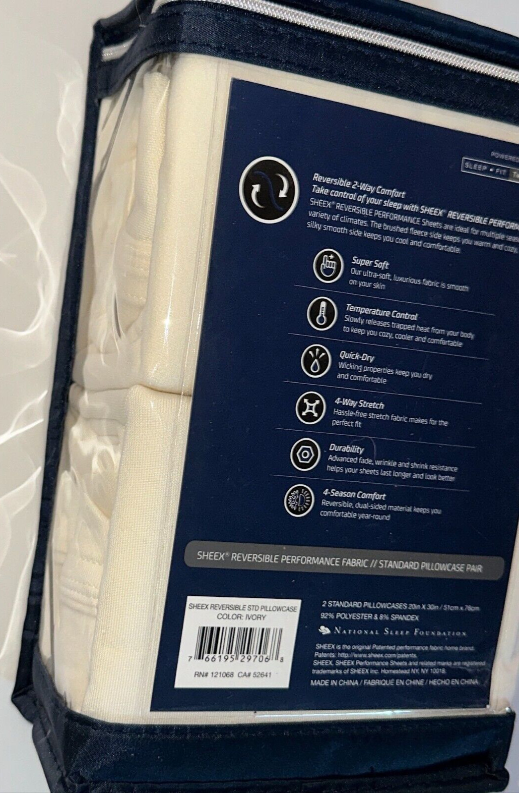SHEEX Fleece Pillowcases Ivory Performance Silky Soft Fabric 2 Sided Reversible gallery