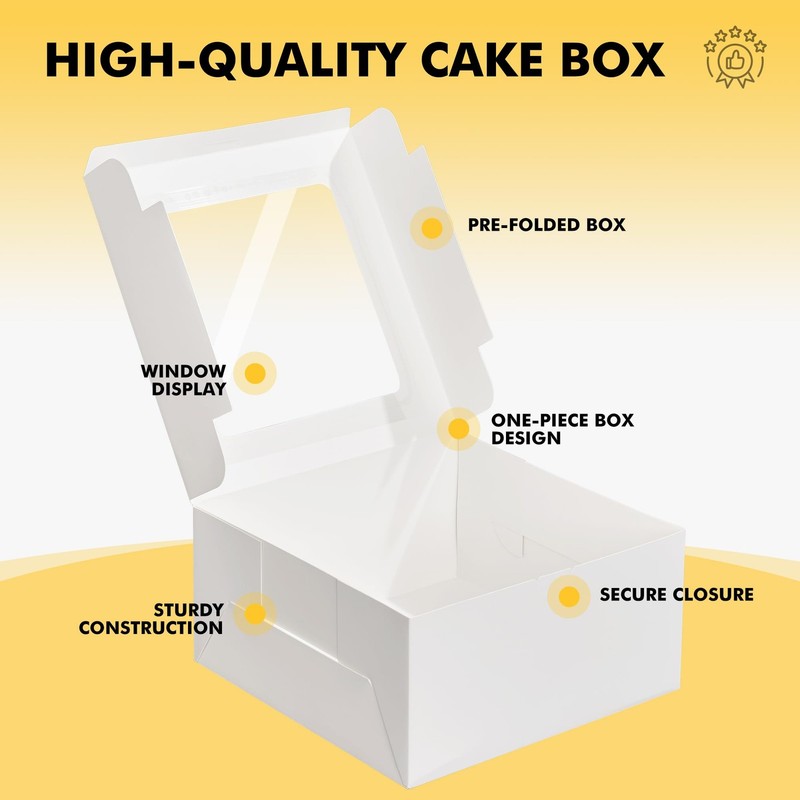 24pcs Cake Boxes with Window 10x10x5 Inches White Bakery Boxes Cookie Dessert... gallery