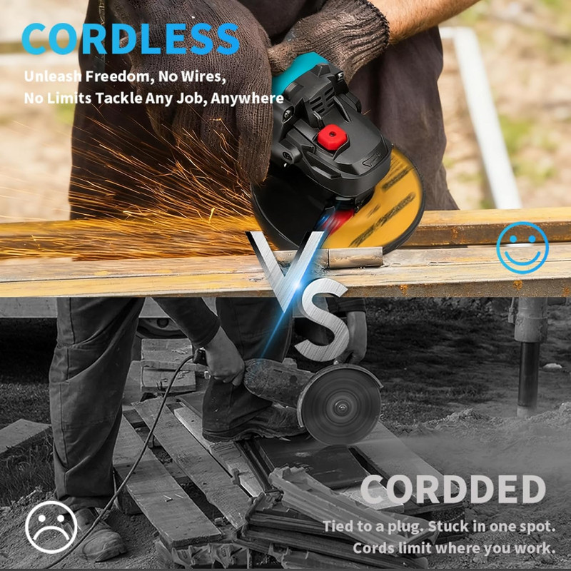 Cordless Angle Grinder 5-Inch,21V Brushless Power Grinder Tool with 2X6.0Ah Batt gallery