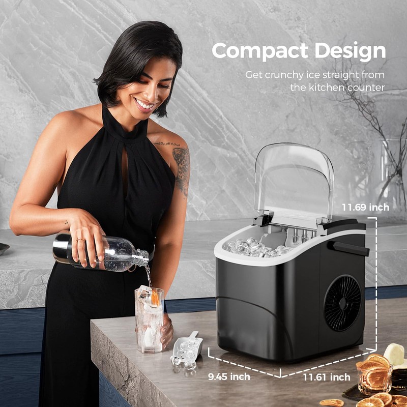 Electactic Ice Makers Countertop,26Lbs/24H,9 Cubes in 6 Mins, Self-Cleaning -m gallery