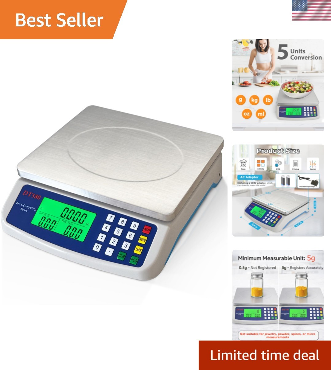 Digital Kitchen Scale 40kg/88lb Stainless Steel Price Computing Scale Countin... gallery