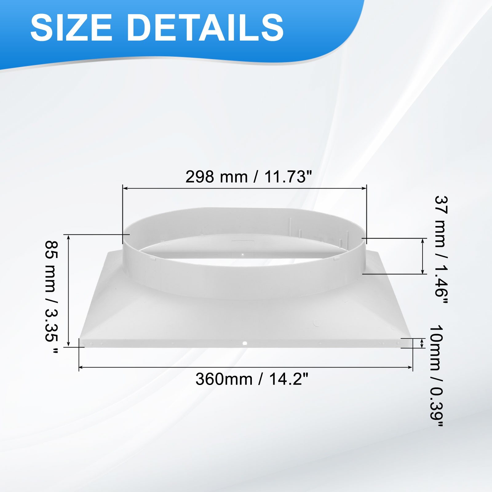 14" to 12" Duct Connector Flange Plastic Square to Round Straight Ceiling gallery