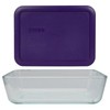 Pyrex (1) 7210 3-cup Glass Dish & (1) 7210-PC Plum Purple Lid gallery