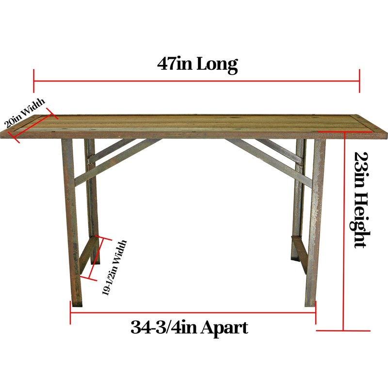 Rustic Outdoor Patio Work Table and Bench, 47in Long X 20in Width X 23in Height gallery