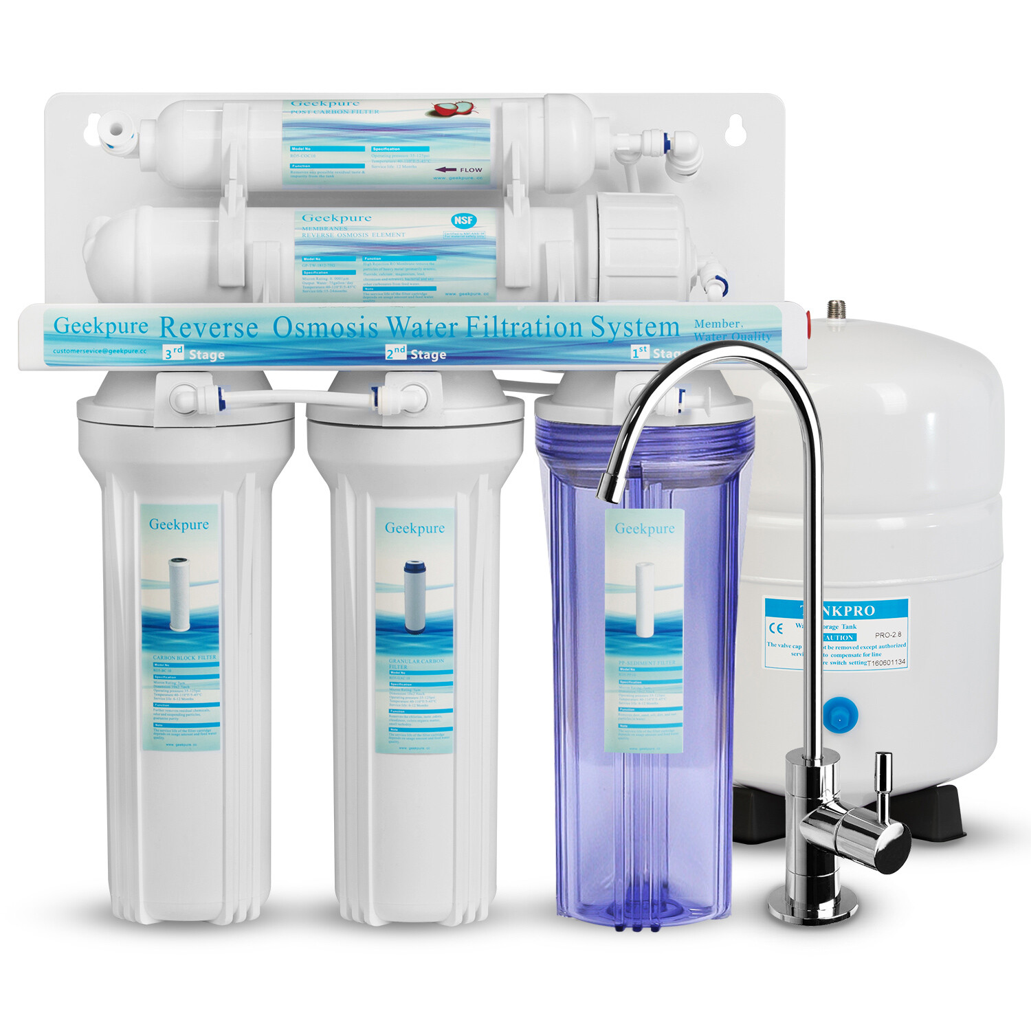 Geekpure 5 Stage Under Sink Reverse Osmosis Drinking Water Filter System 75 GPD gallery