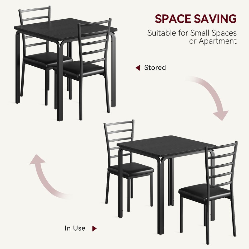 3 Piece Dining Table Set Kitchen Table and Chairs for Kitchen Dining Room Black gallery