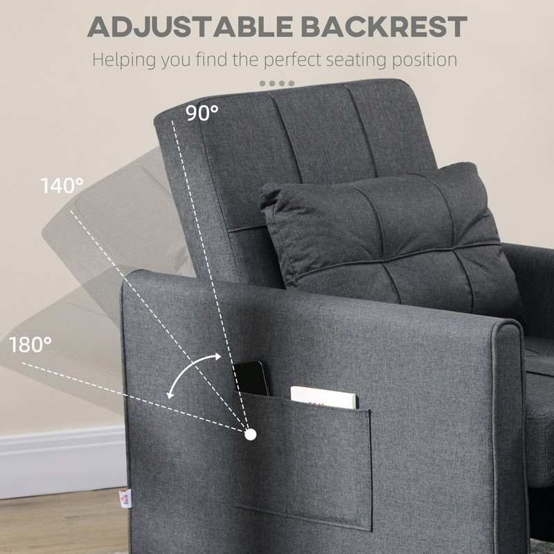 Folding Sofa Bed Pull Out Convertible Chair Bed w/ Adjustable Backrest Pillow gallery