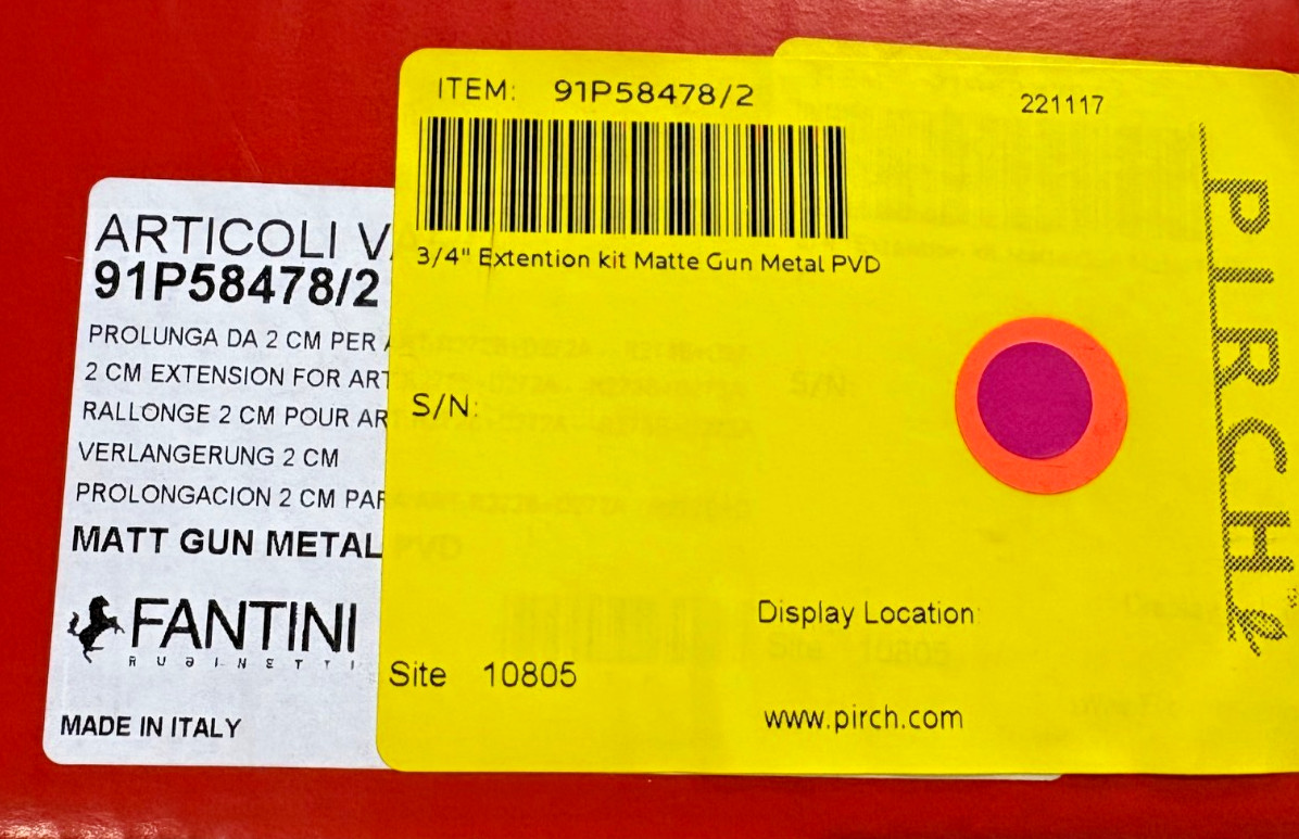 Fantini 91P58478/2 3/4" Extension Kit in MATTE GUN METAL - PVD, Brand New! gallery