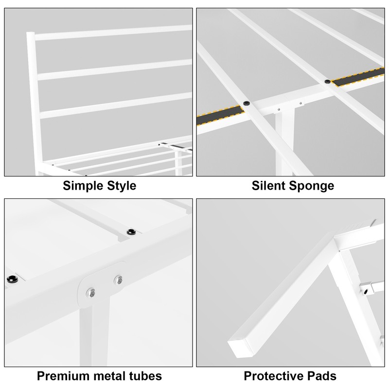 Metal Platform Bed Frame Twin/Full/Queen/King with White Headboard Easy Assembly gallery