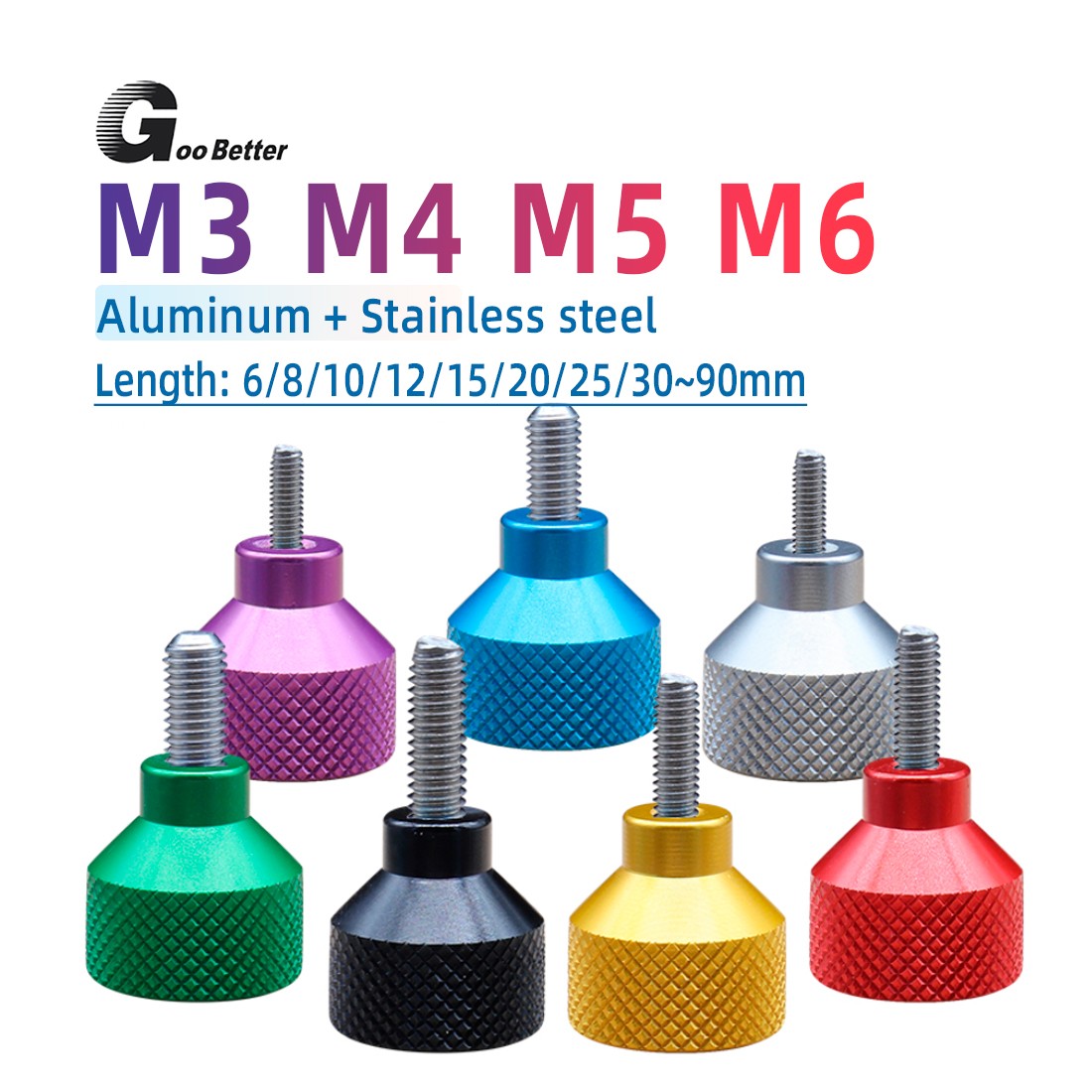 Knurled Thumb Screws Aluminum + Stainless Steel Hand Grip Knob Bolts M3 M4 M5 M6 gallery