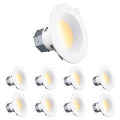 8 Pack 6CCT 6 Inch LED Integrated Canless Recessed Lighting, White