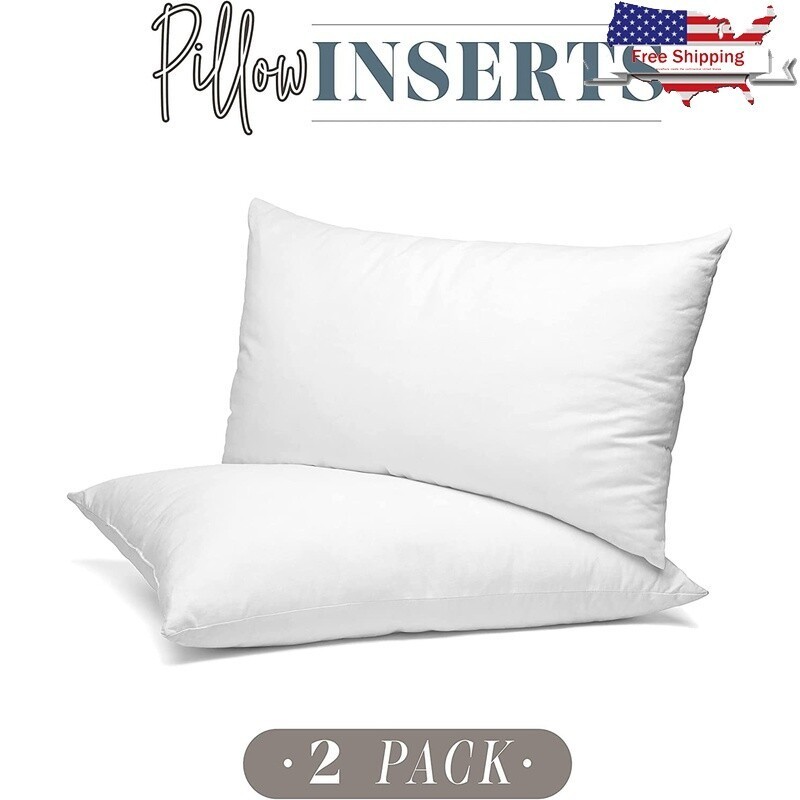 Pillow Inserts 2-Pack Poly-Cotton Shell Silicone Fiber Filling Couch Bed New gallery