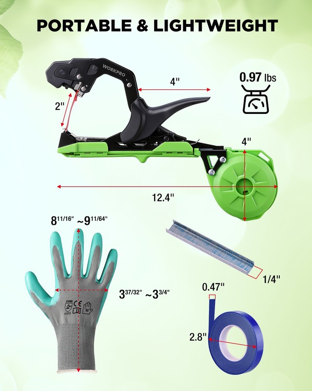 WORKPRO Plant Tying Machine Lightweight Tape Gun for Tying Vines & Support Plant gallery