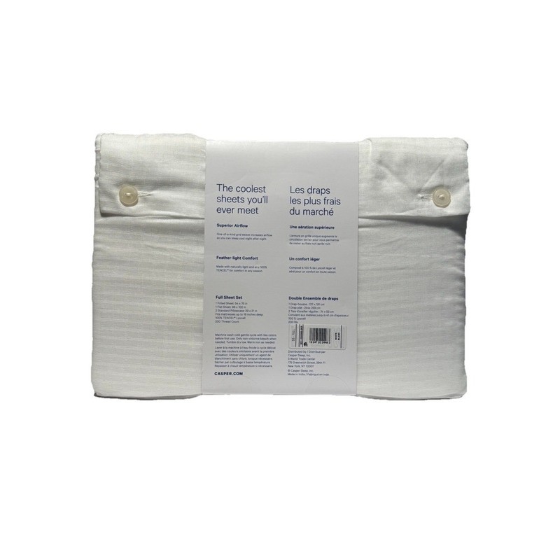 Casper Hyperlite Cooling Grid Weave 100% Lyocell WHITE 4pc FULL Sheet Set NWT! gallery