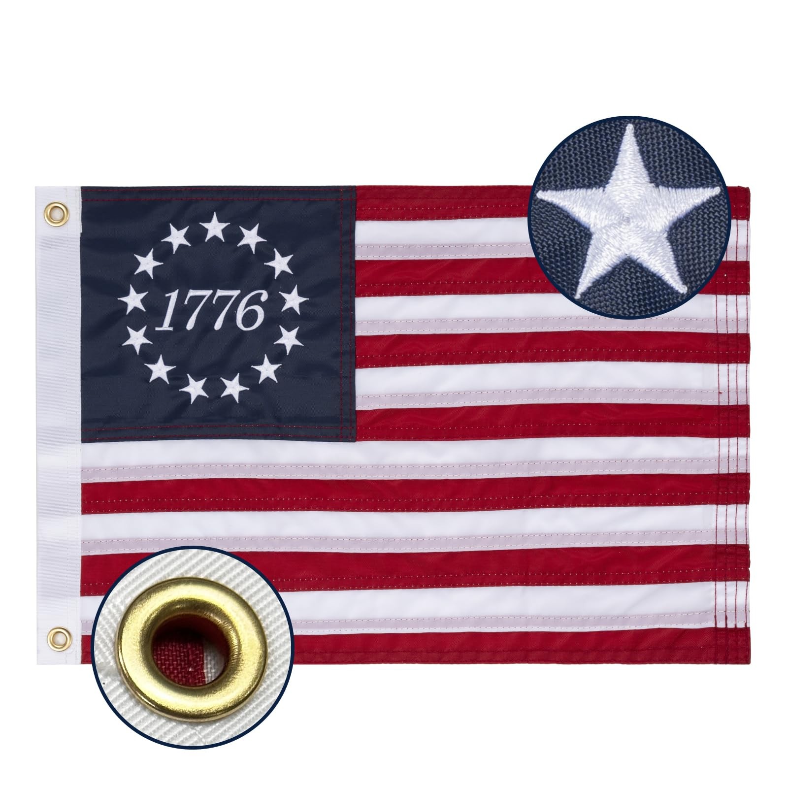 13 Star American Flag 12x18 Inch Embroidered Nylon Boat USA 250th Anniversary gallery