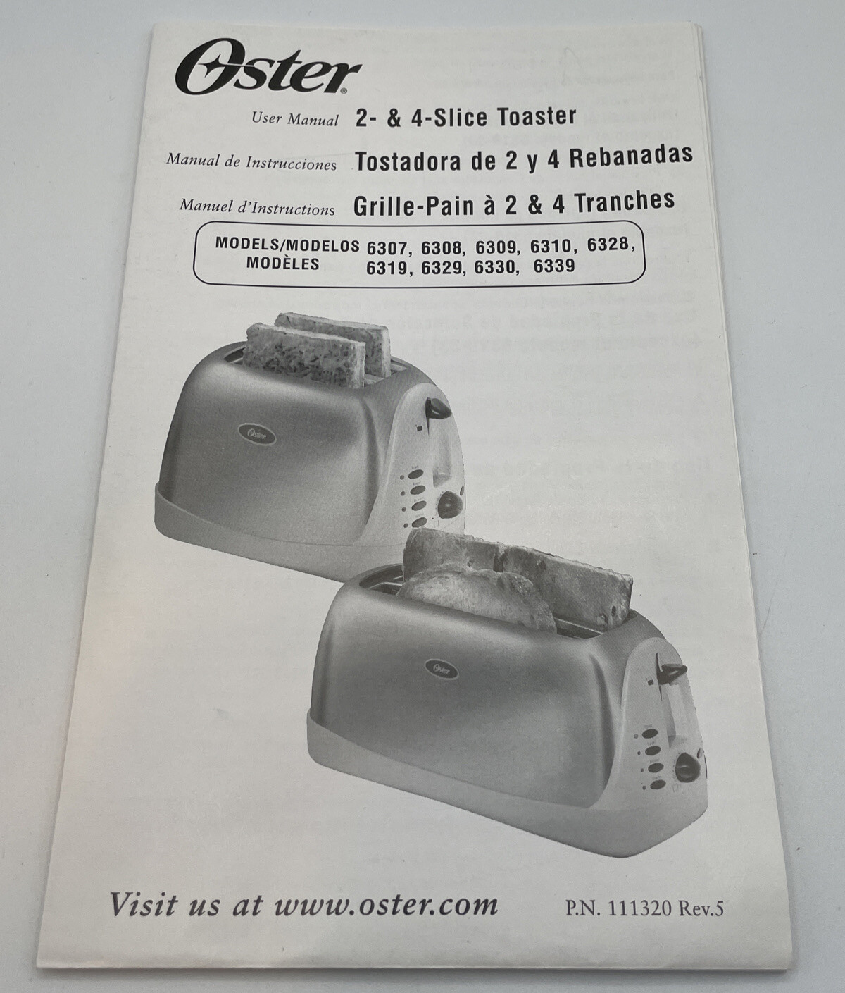 Oster User Manual For 2 & 4 Slice Toaster Booklet Only gallery