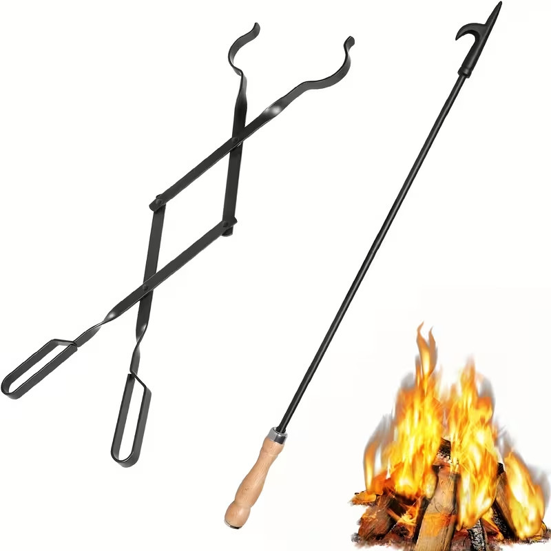 Heavy Duty 32” Long Fireplace Fire Pit Campfire Poker Stick and 26” Fireplace... gallery