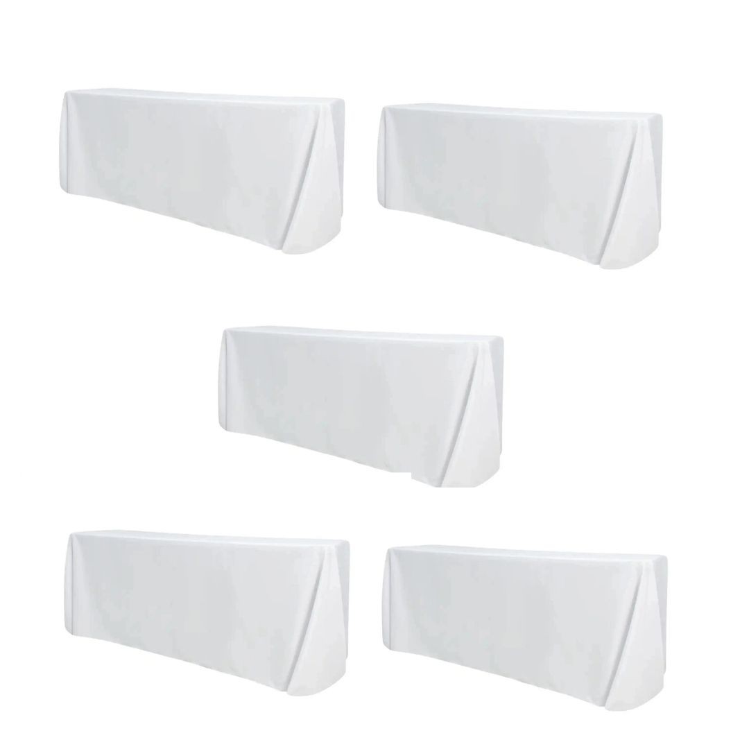 5-Pack White Polyester Rectangle Tablecloth 190gsm 90" x 132" by Chivari gallery