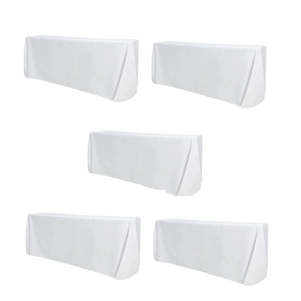 5-Pack White Polyester Rectangle Tablecloth 190gsm 90" x 132" by Chivari