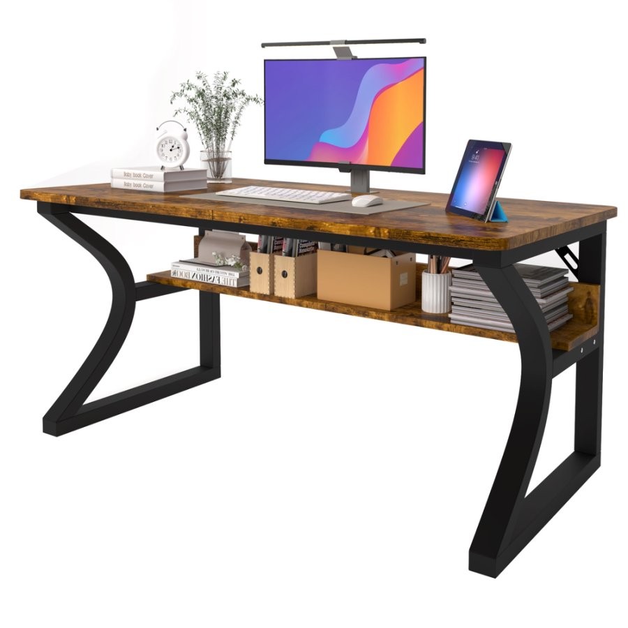 55 Inch Home Office Computer Desk Writing Work Study Table with Reinforcement gallery