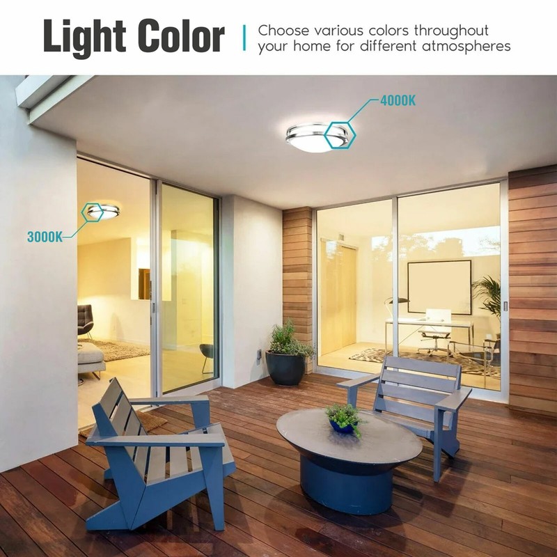Facon Dimmable LED Flush Mount Ceiling Light Fixture 3000K 4000K 10''/12''/14'' gallery