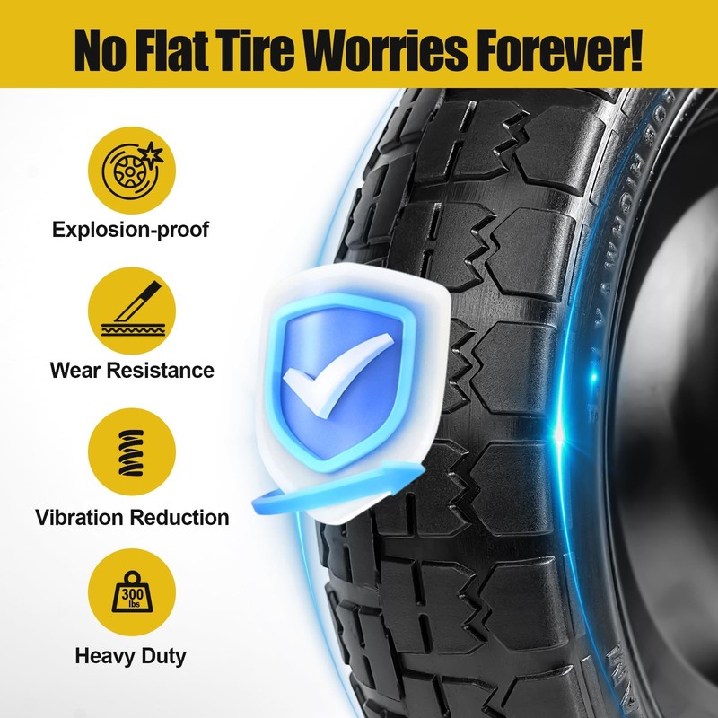 13" 4.00-6 Flat Free Wheels Replacement 2-Pack Solid Tire 13 inches, Black gallery