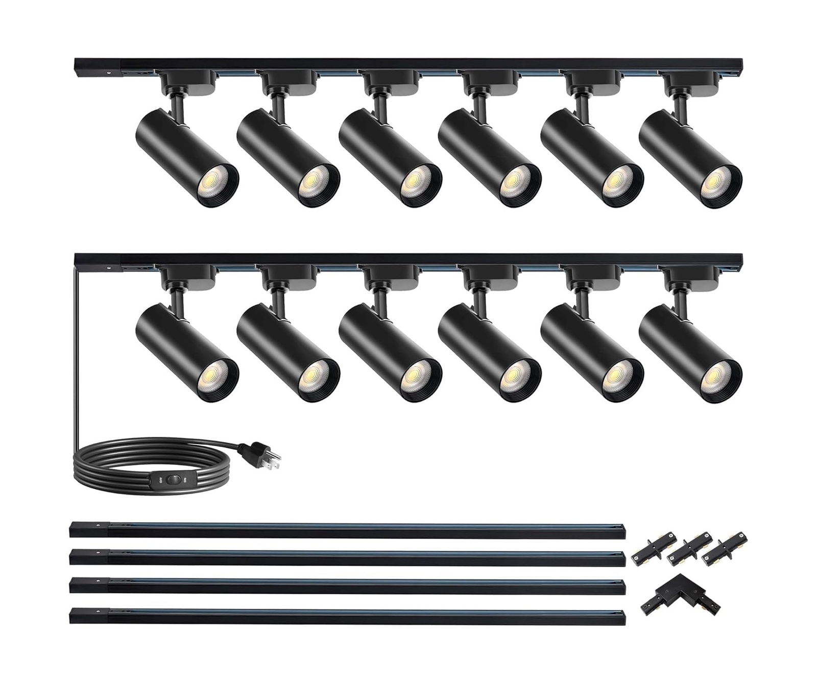 H Type LED Track Lighting Kit, No Flicker, 12-Light 25W 2700lm Track Lighting... gallery