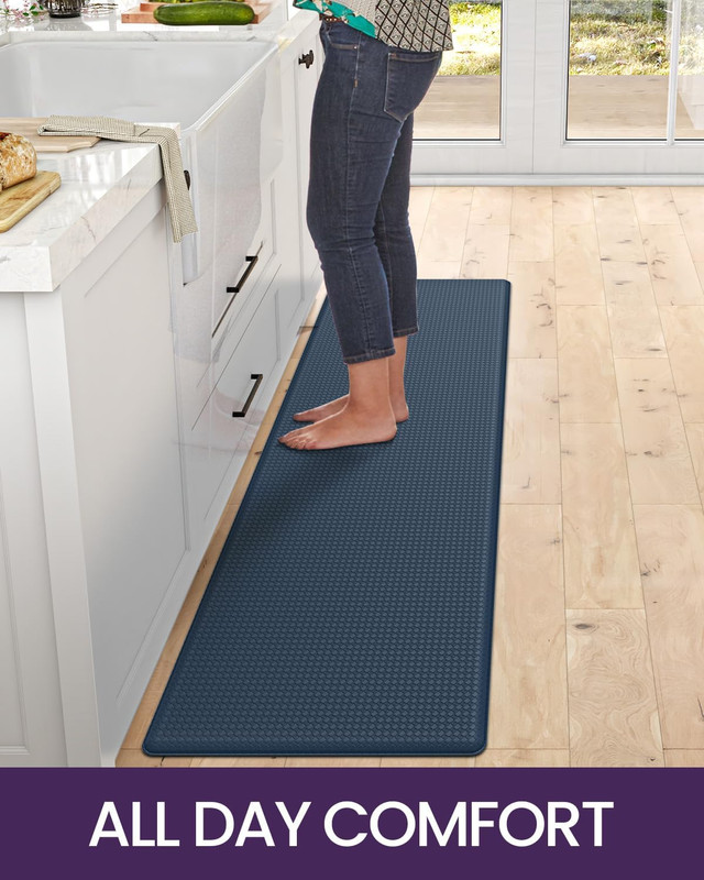 Navy Waterproof Anti-Fatigue Kitchen Runner Mat, Memory Foam 23x94 inches gallery