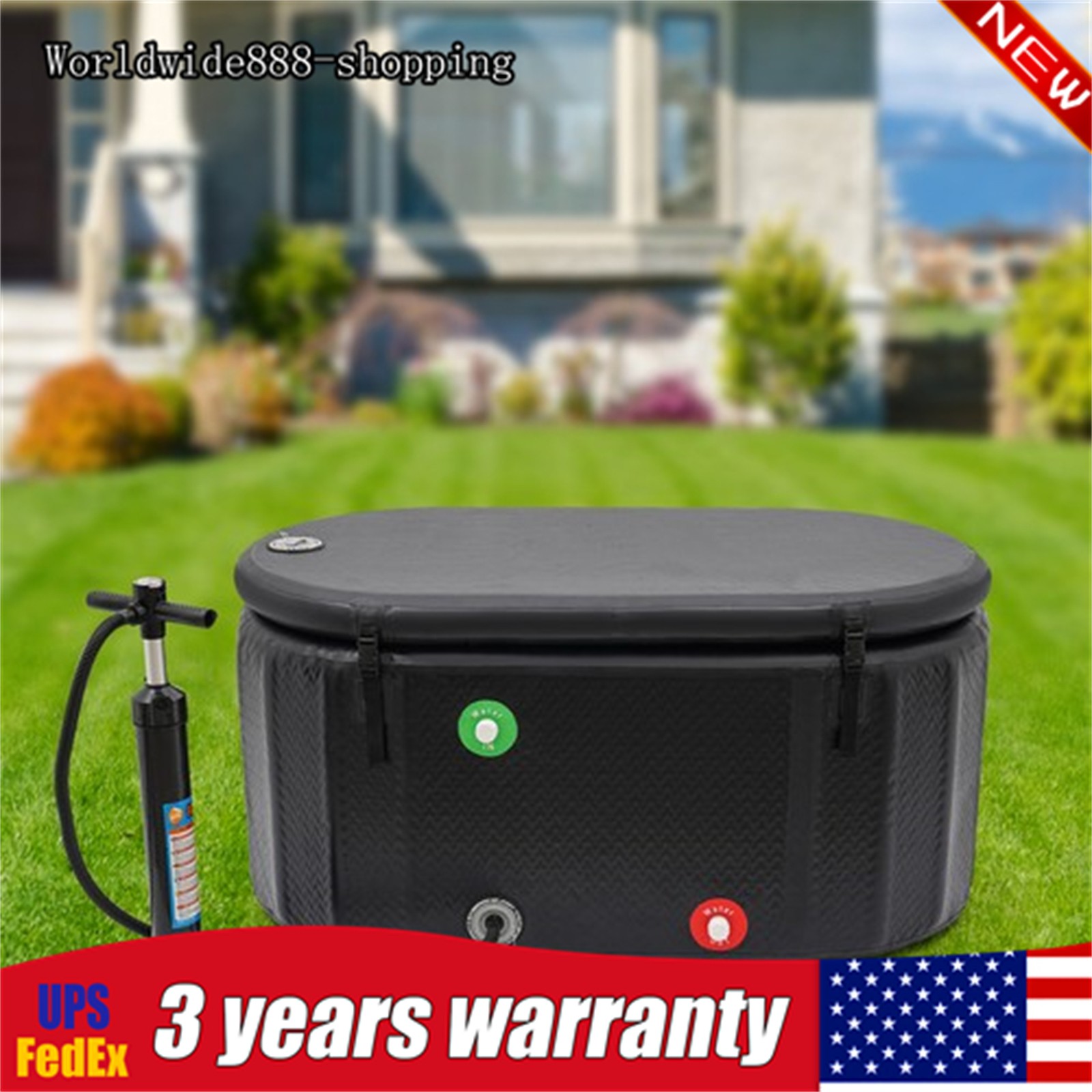 275L Inflatable Ice Bath Tub & Cold Plunge - Black Bathtub with Inflation Pump gallery