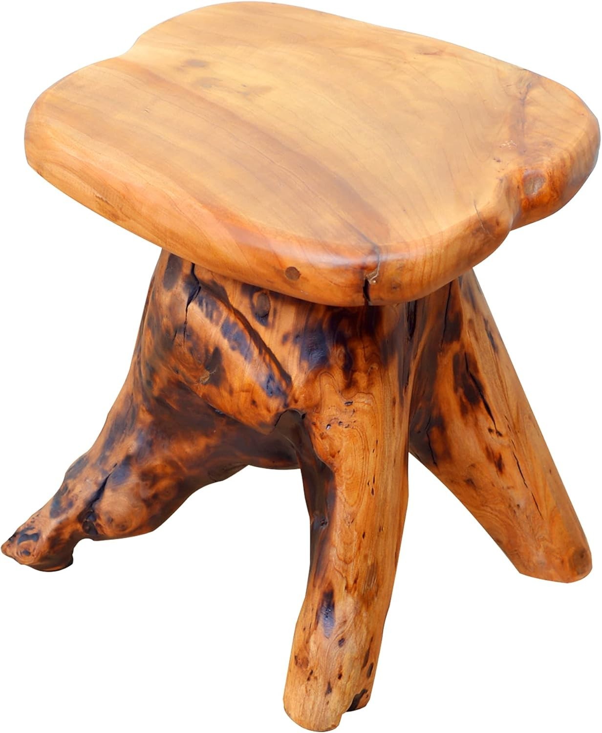 14.5" Natural Cedar Tree Stump Stool - Unique Wood Side Table & Rustic End Table gallery