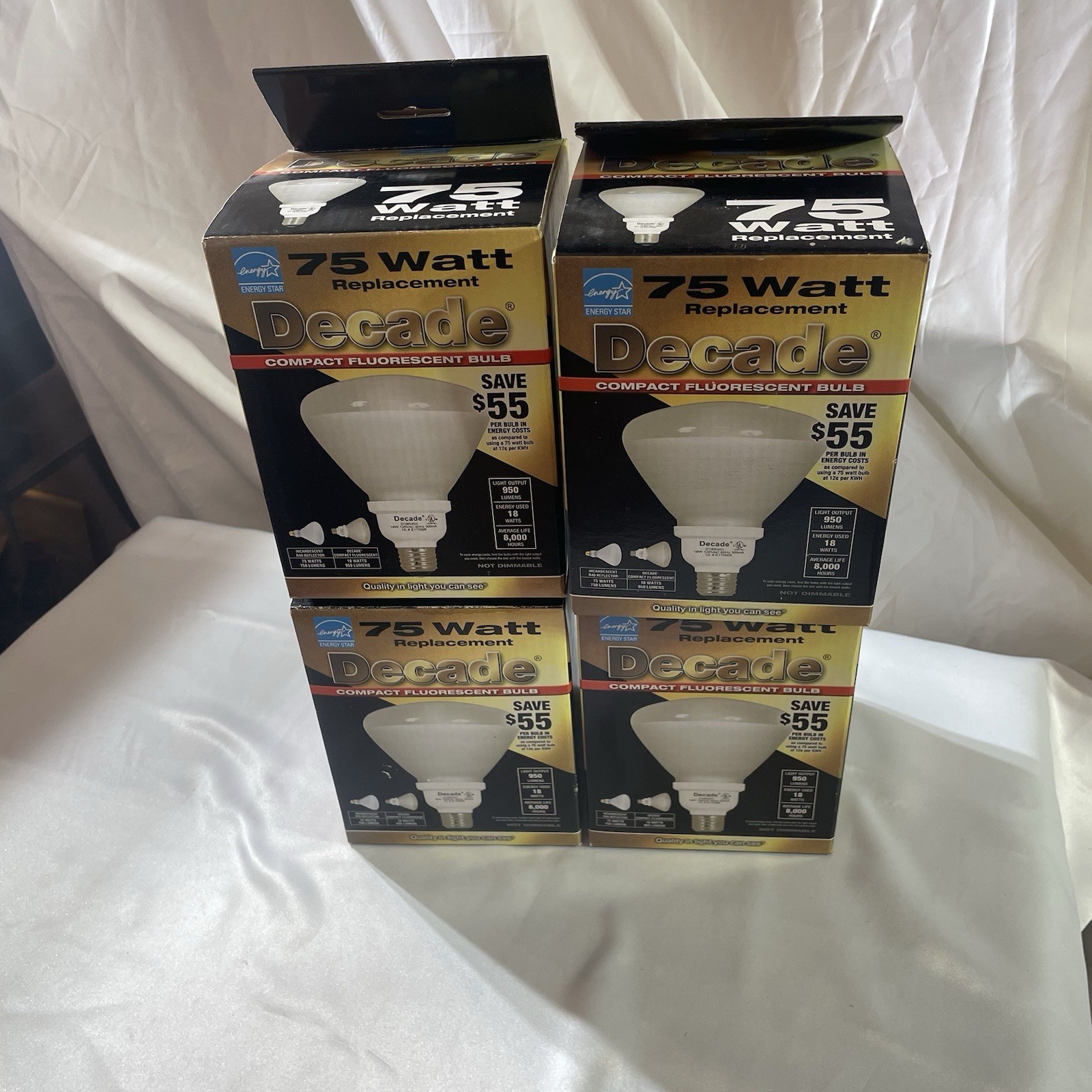 Decade replaces 75W flood compact fluorescent 18 watts Energy Star NOS[lot=4] gallery