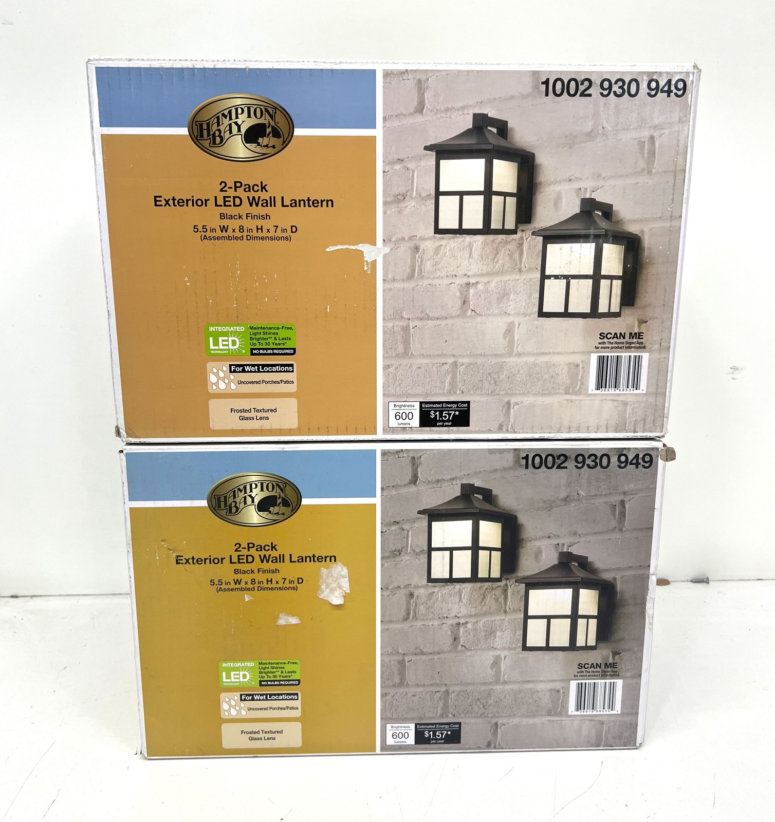 Hampton Bay Black Outdoor Integrated LED Wall Mount Lantern (4-Pack) New gallery