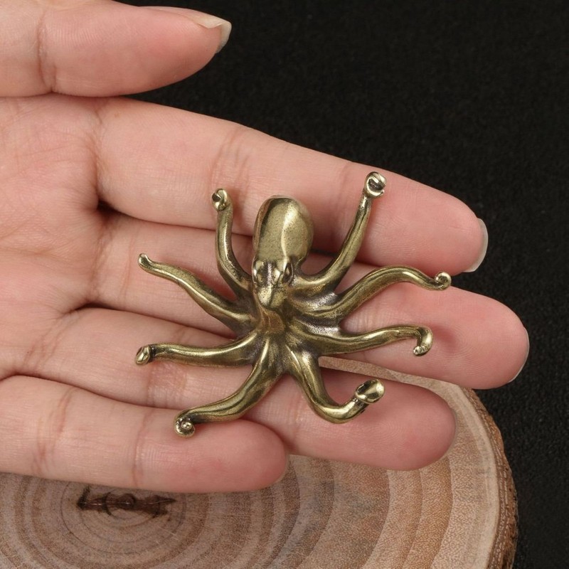 Vintage Style Solid Brass Pure Copper Sea Animal Octopus Figurine Statue gallery