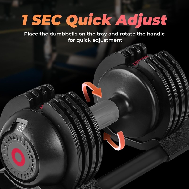 Roinoim Adjustable Dumbbell Set Black 22lb - Pair gallery