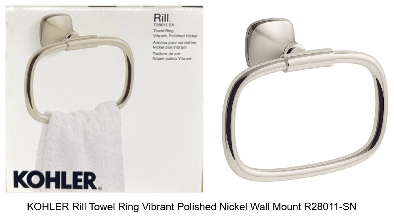KOHLER Rill Towel Ring Vibrant Polished Nickel Wall Mount R28011-SN NEW gallery