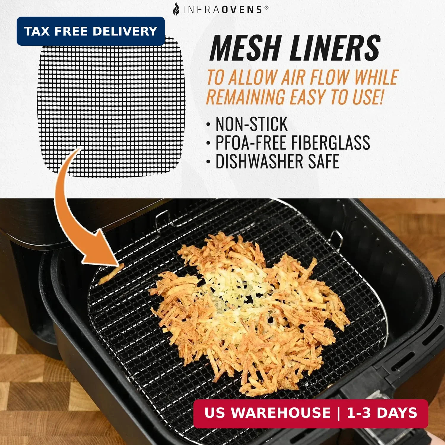 Air Fryer Liners Reusable for Dash Tasti-Crisp 2.6qt, Instant Vortex Mini 2qt 4- gallery