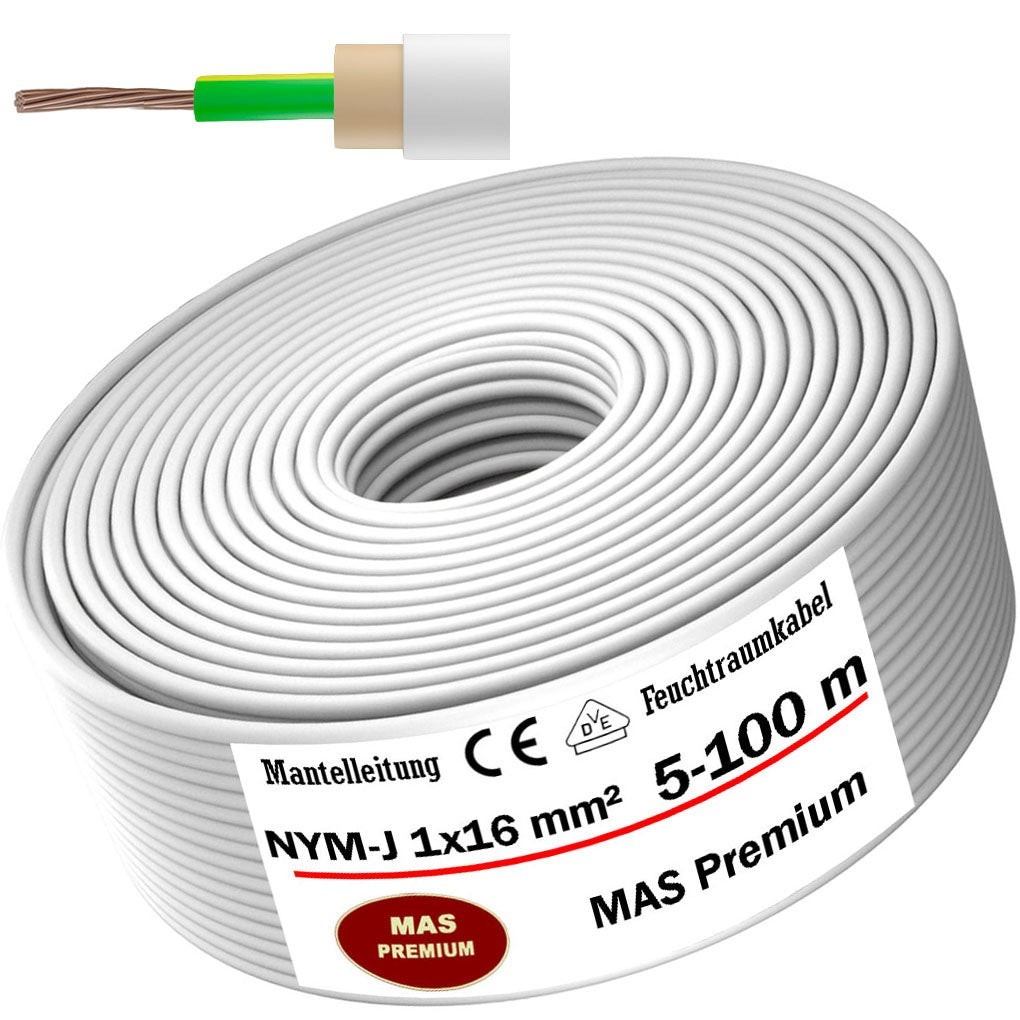 5-100m moisture-resistant cable, power cable, sheathed cable NYM-J 1x16 mm²... gallery