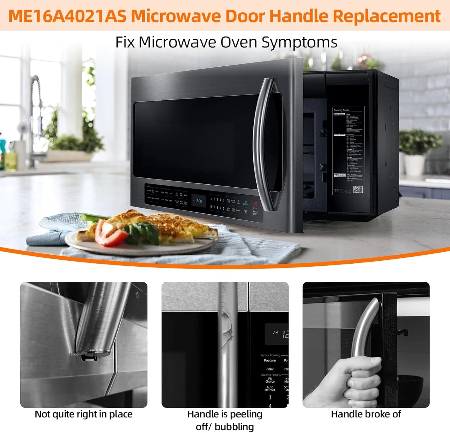 ME16A4021AS Microwave Door Handle Replacement Kit with 2 Screws for Samsung. gallery