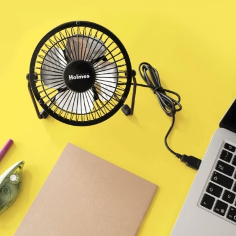 4" USB Powered Adjustable Head Personal Desk Fan Black gallery