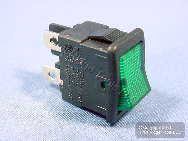 Leviton MR001 Green Pilot Light On/Off Mini Rocker Panel Switch Micro Snap-In gallery