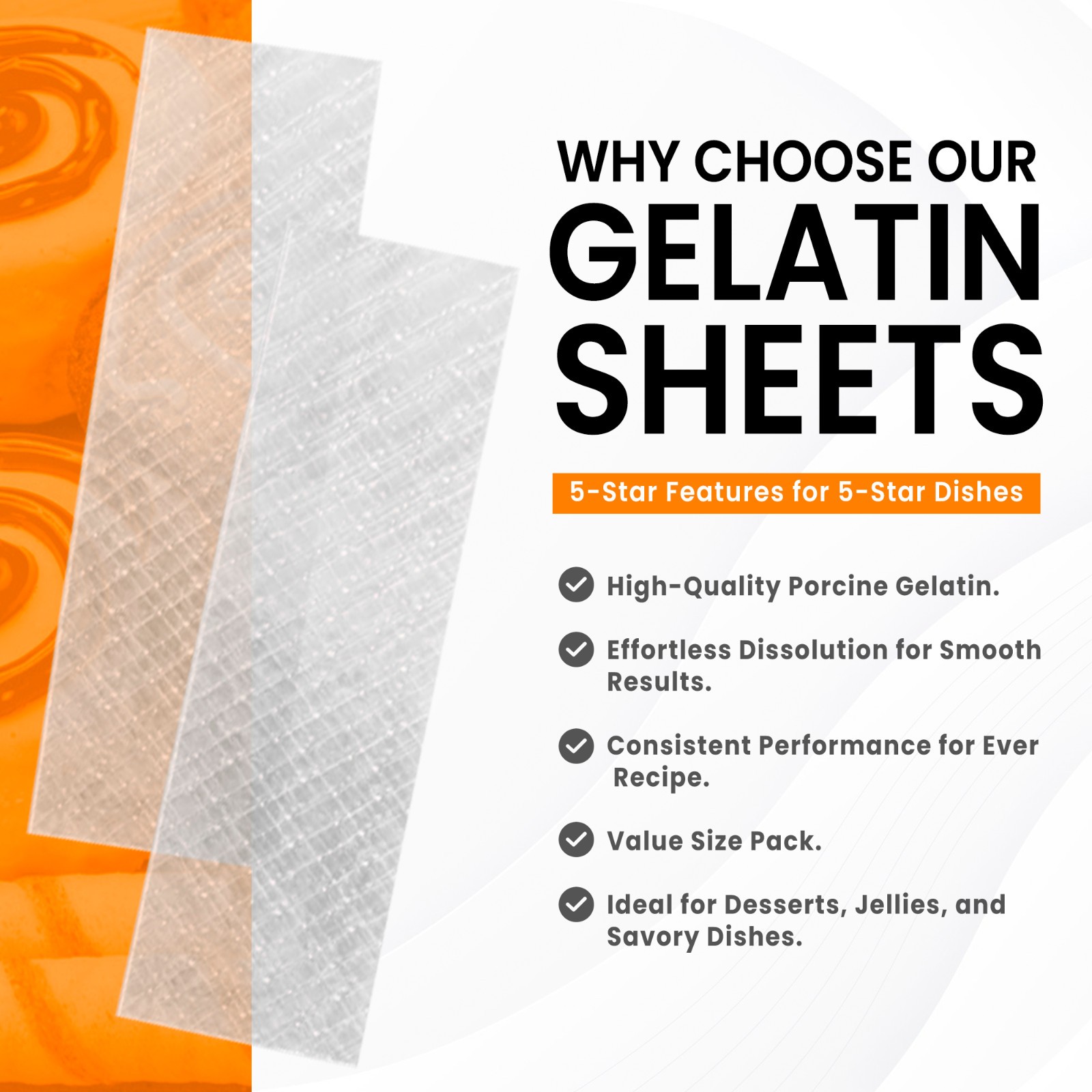 Gold Gelatin Sheets for Baking – 20 Count (50 Grams) – Unflavored gallery