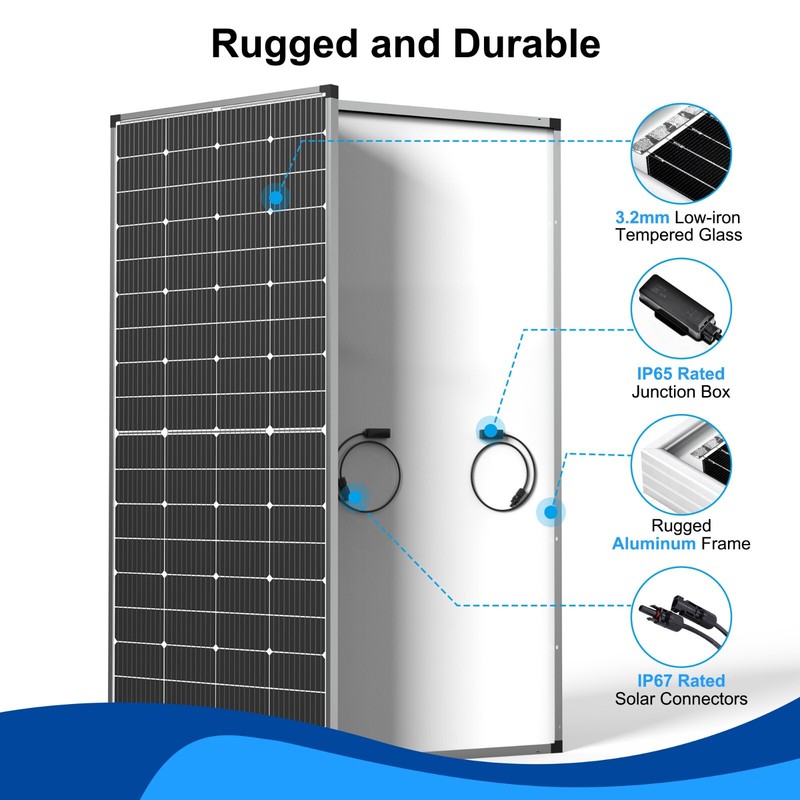 Solar Panel 250W 12 Volt 10BB Cell,Mono High-Efficiency 250 Watt 12V PV Module gallery