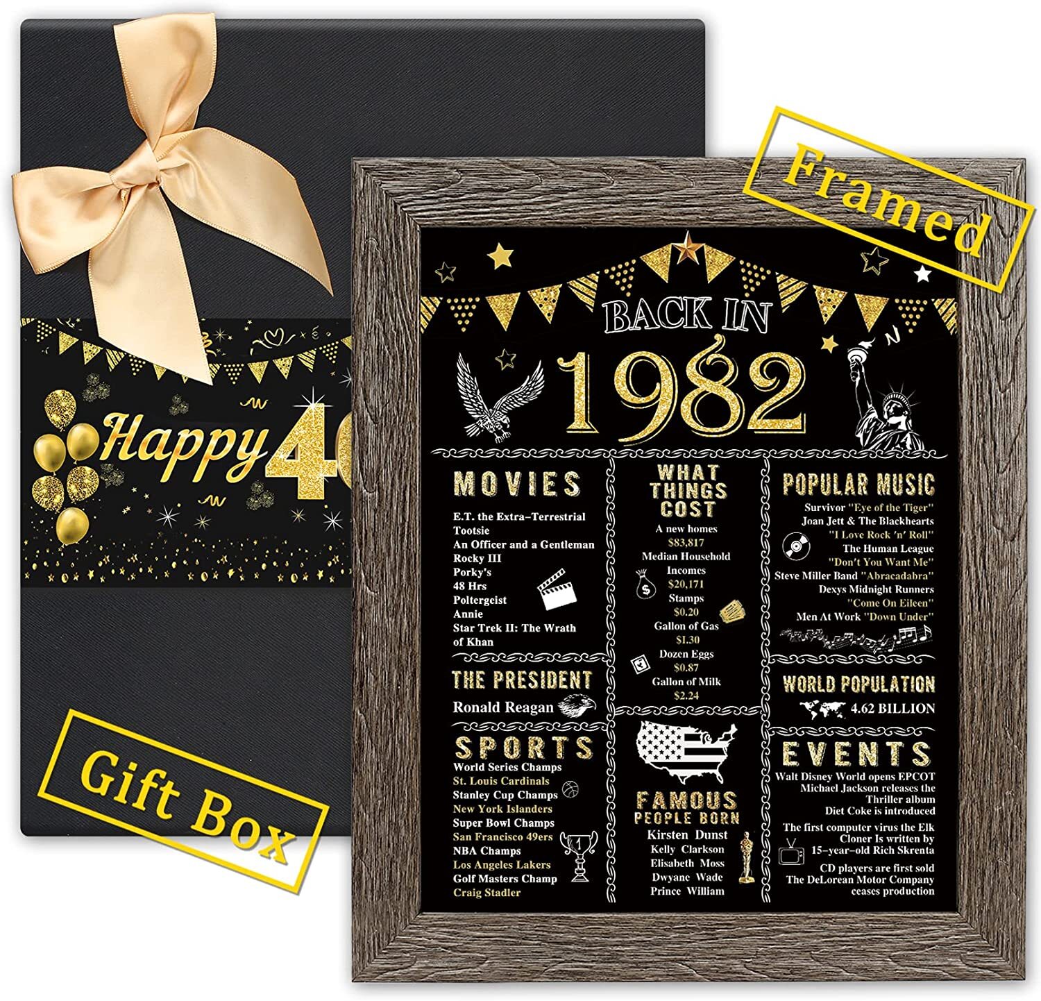 Birthday Party Decorations FRAMED- 8" x 10" With Gift Box Poster, For Men Women gallery