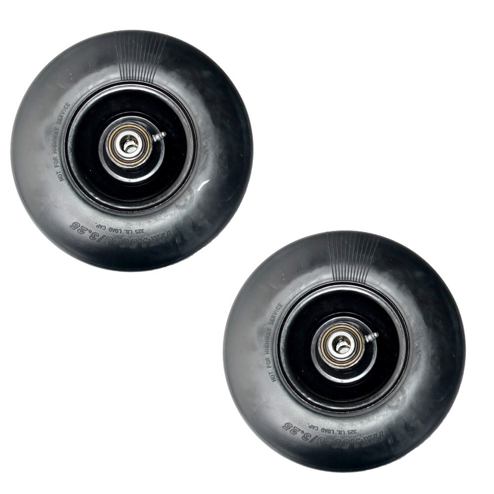 (2) No Flat Solid Rubber Tires 11x4.00-5 For Wright 72460026 72460002 72460012