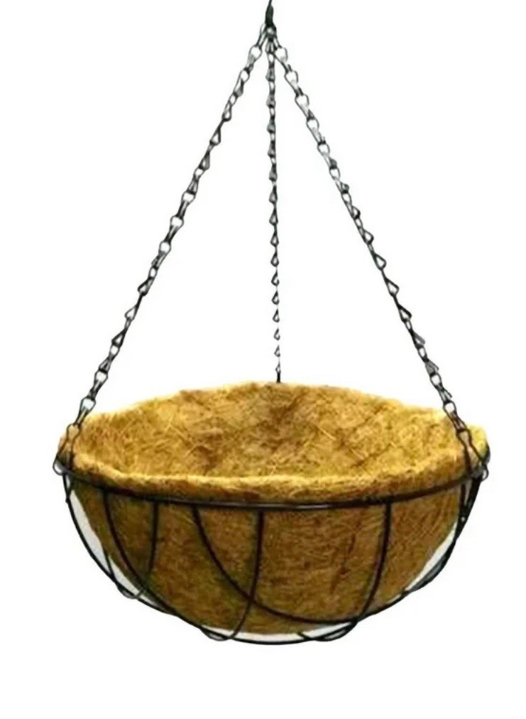 Hanging Basket Flower Pot Half Round Plant Holder 12in D 30cm H Coconut Coir gallery