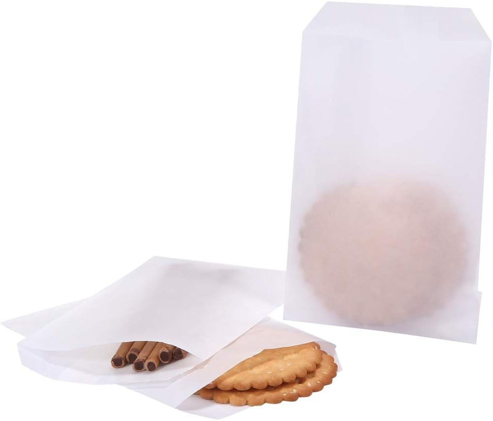 White Flat Medium Wax Glassine Paper Bags 4" X 6" (10 X 15.2Cm) Pack of 100 - Bu gallery