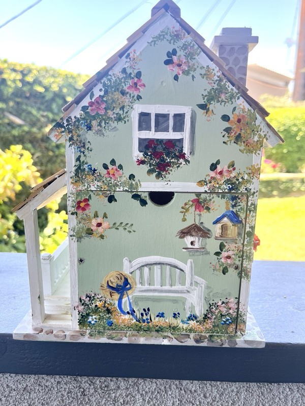 Hand Painted Floral Home Bazaar Two Story Birdhouse gallery