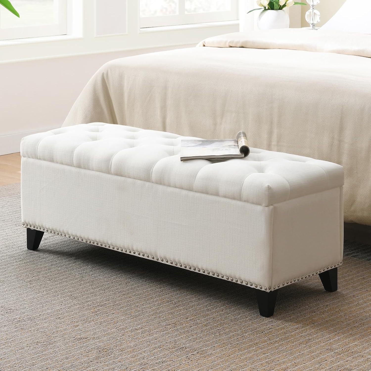 47.5" Upholstered Storage Bench Tufted Ottoman for Bedroom Entryway gallery