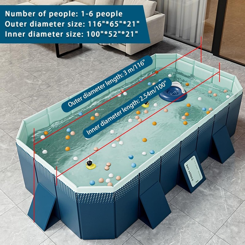 3M Swimming Pool Large Rectangular Foldable Adult Kiddie Above Ground Outdoor gallery